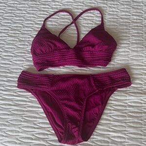 Robin Piccone Deep Magenta Textured Two-Piece Bikini